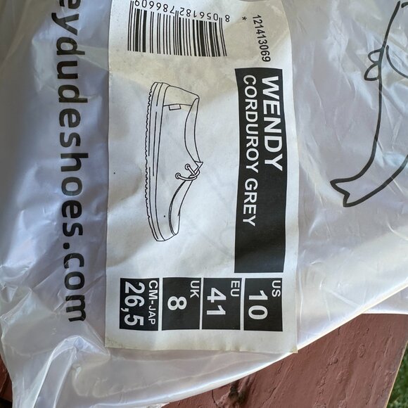 HEY DUDE WENDY CORDUROY GREY 10 - Picture 2 of 5